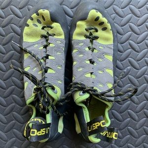 Green la sportiva climbing shoes